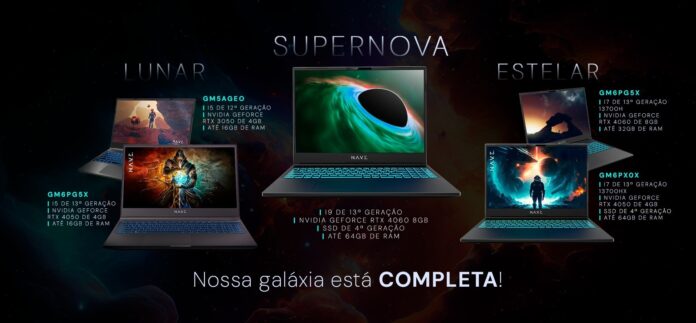 NAVE apresenta novos notebooks gamer com chips Intel e placas de vídeo NVIDIA RTX