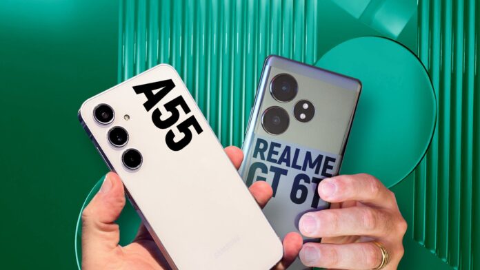 realme GT 6T vs Galaxy A55: qual é o celular intermediário mais premium? | Comparativo